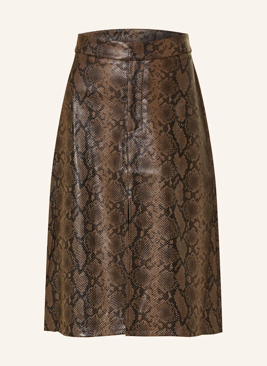 MRS & HUGS Skirt in leather look BROWN / DARK BROWN