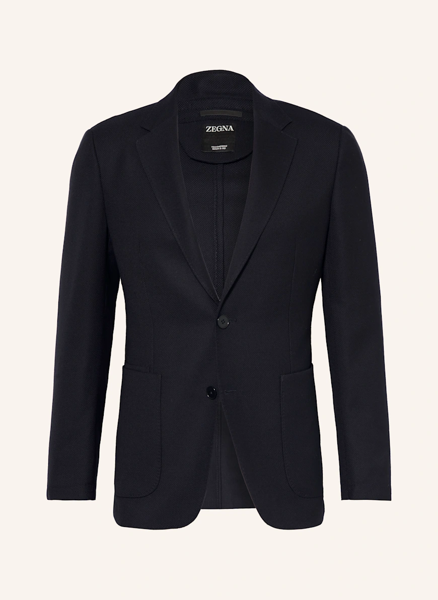 ZEGNA Piqué-jakke i ekstra slim fit af merinould MØRKEBLÅ