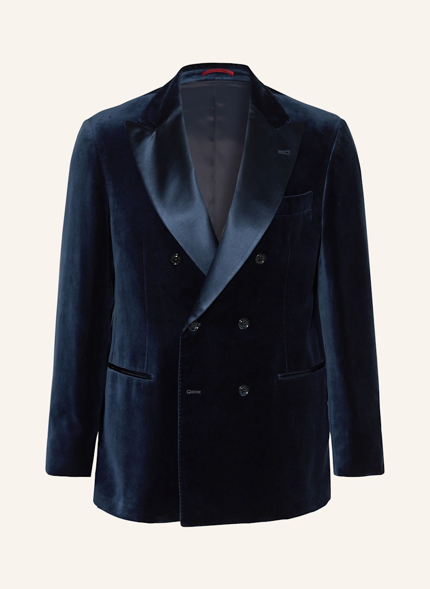 BRUNELLO CUCINELLI Smokingjakke i regular fit af velour med silke CUP32 COPIATIVO+BLU COLORATO