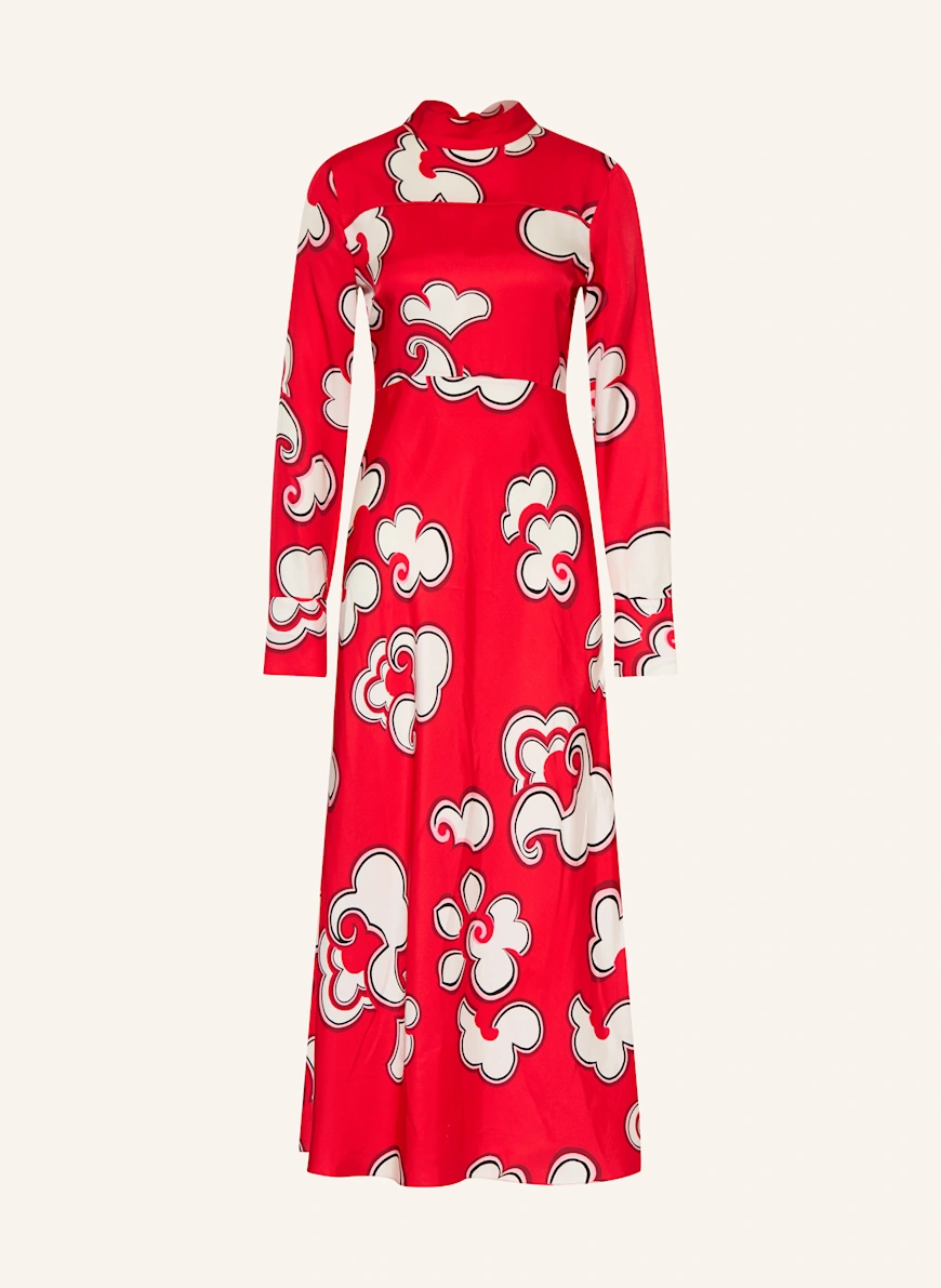 DOROTHEE SCHUMACHER Satin dress SOFT FLORALS RED / WHITE / LIGHT PINK