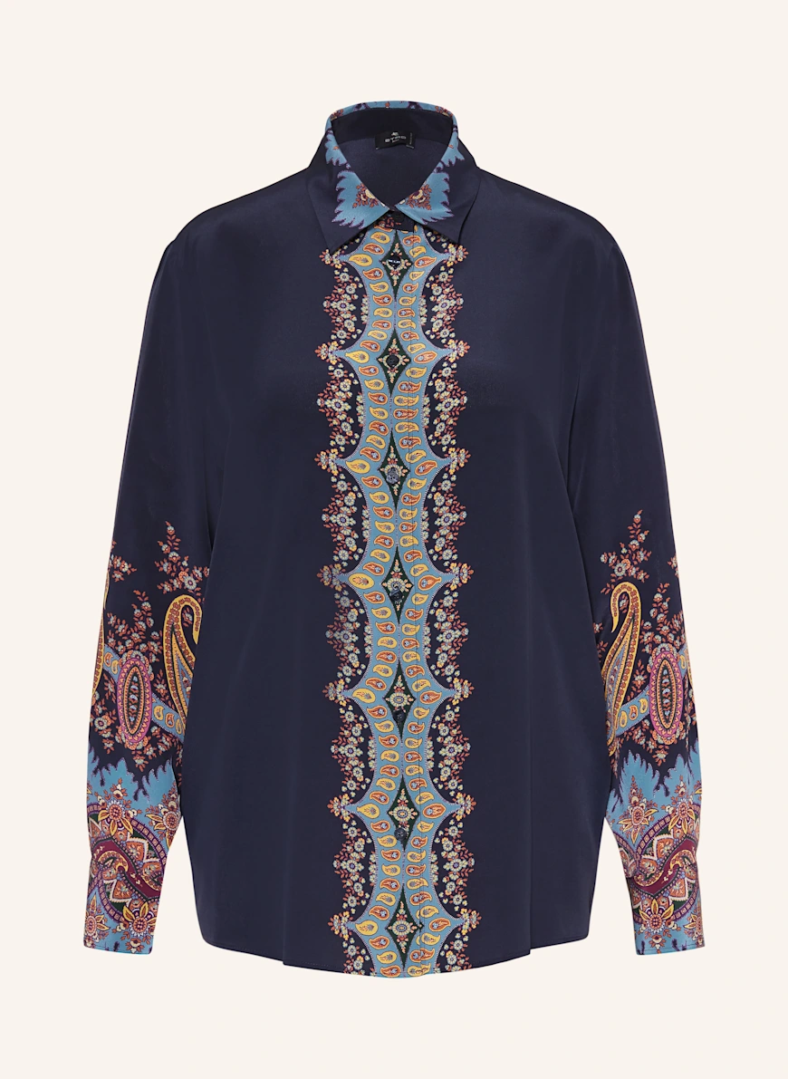 ETRO Shirt blouse in silk DARK BLUE / PURPLE / DARK YELLOW