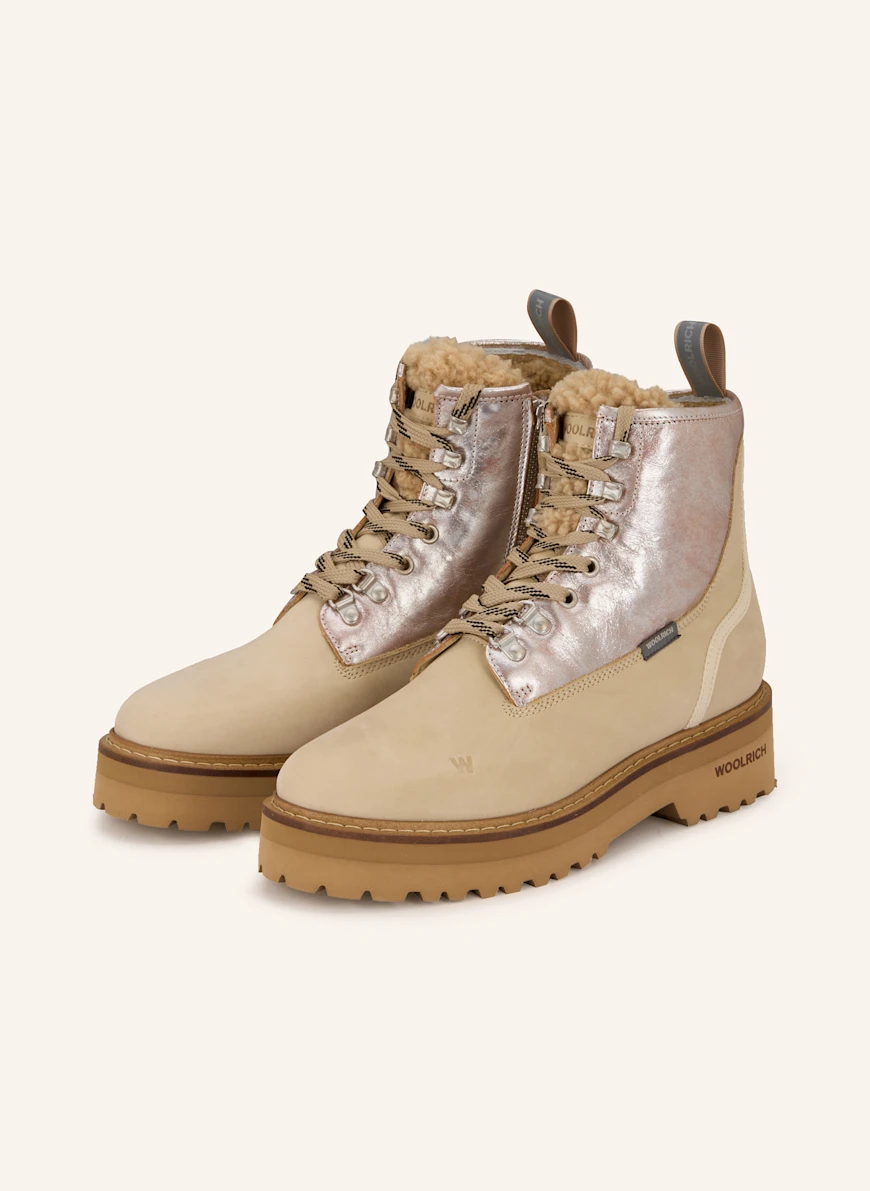 WOOLRICH Lace-up boots CREAM / SILVER