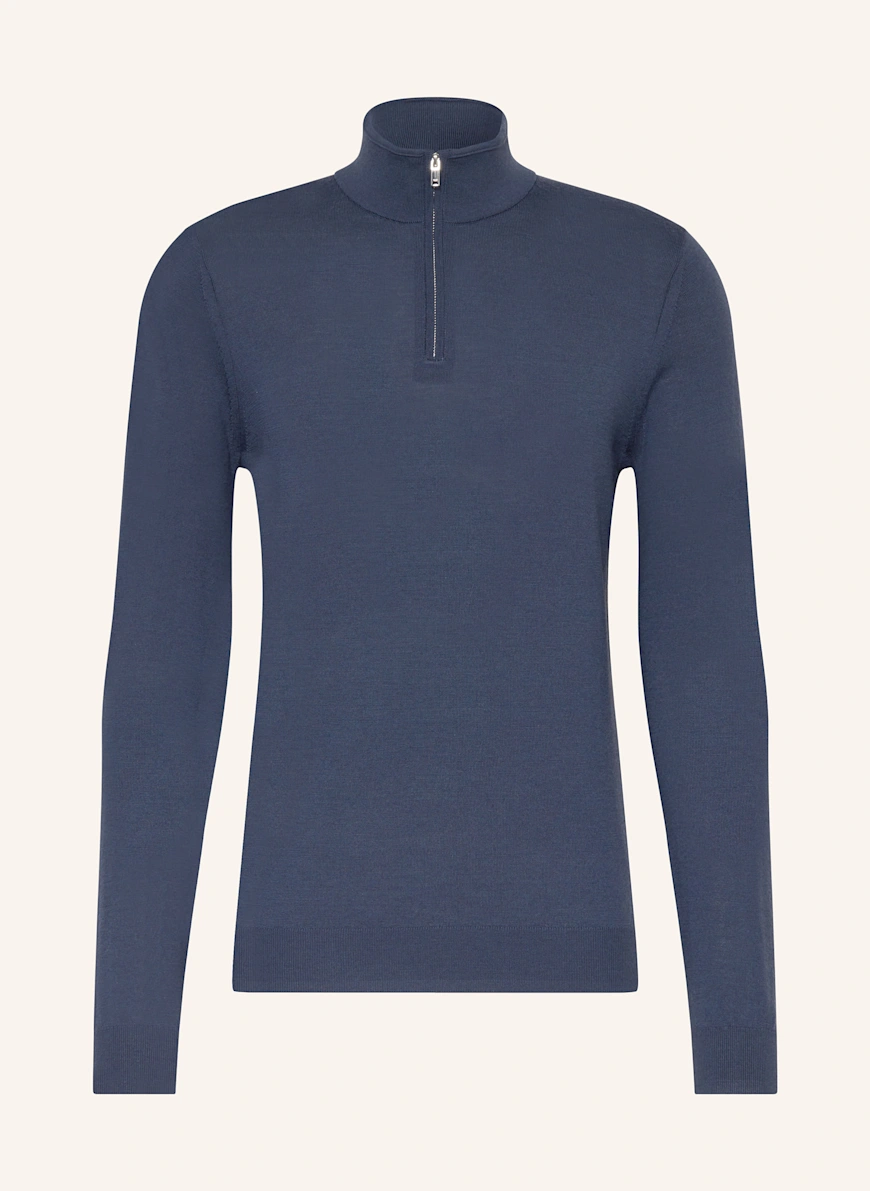 REISS Pulover cu guler înalt BLACKHALL din lână merino ALBASTRU ÎNCHIS