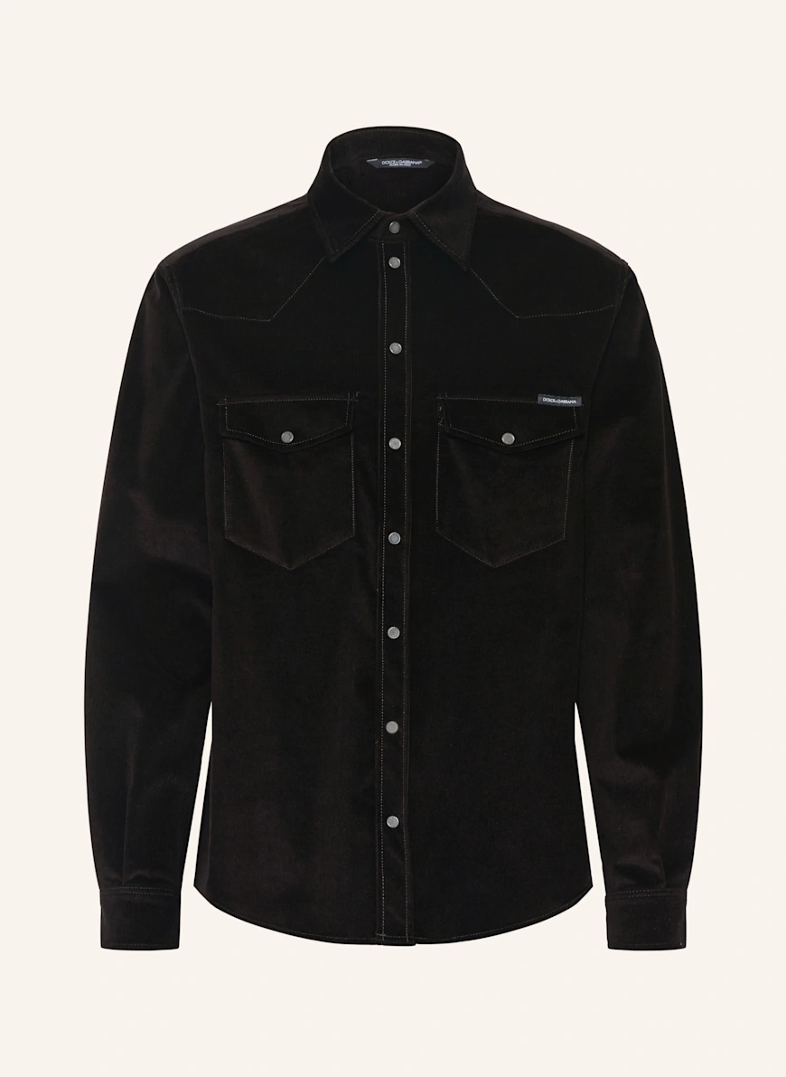 DOLCE & GABBANA Cord shirt regular fit BLACK