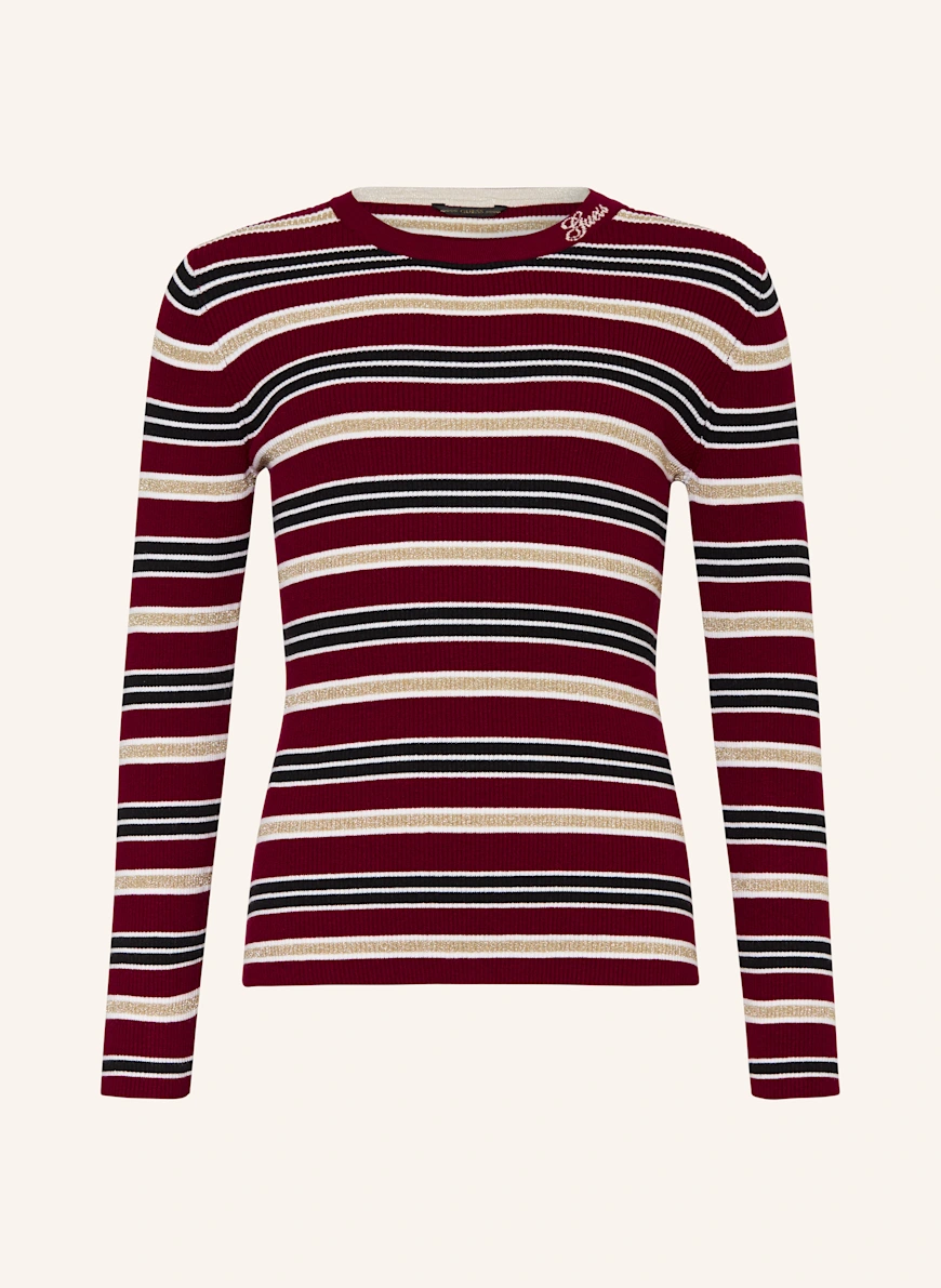 GUESS Langærmet bluse med glittergarn MØRKERØD / GULD / SORT