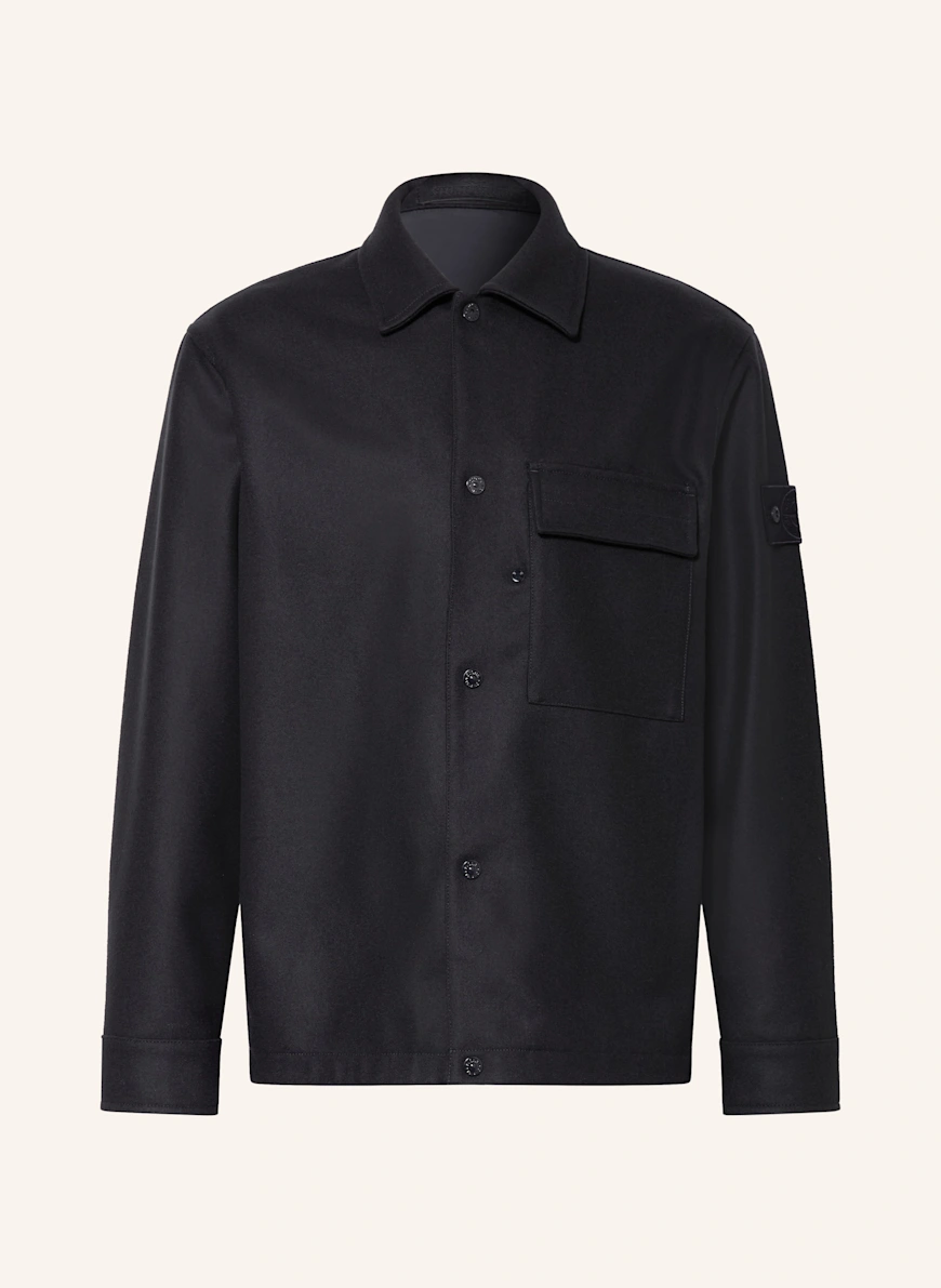 STONE ISLAND GHOST flannel overshirt DARK BLUE