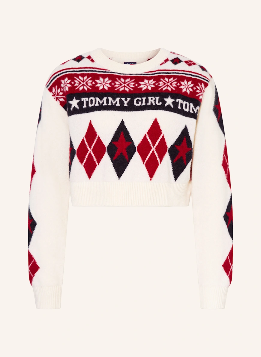 TOMMY JEANS Sweater CREAM / DARK RED / DARK BLUE