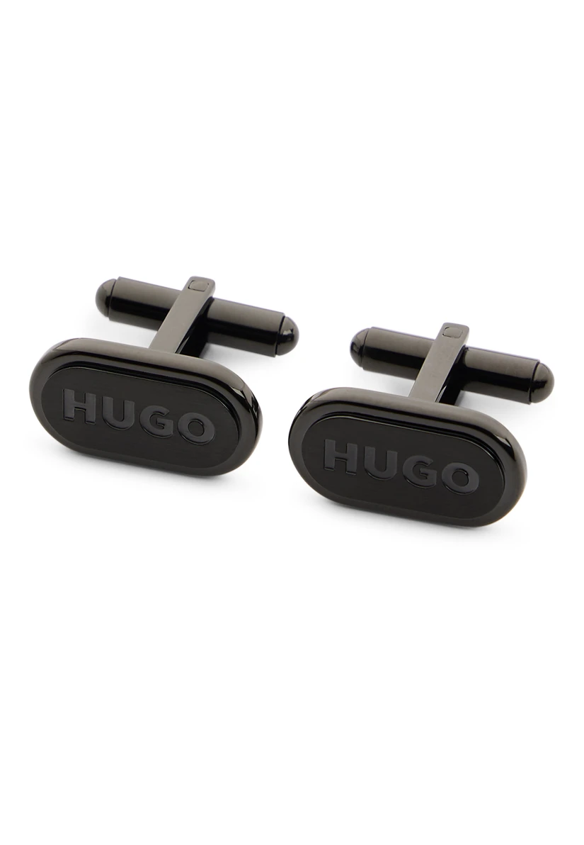 HUGO Manschettenknopf E-CLASSIC in schwarz