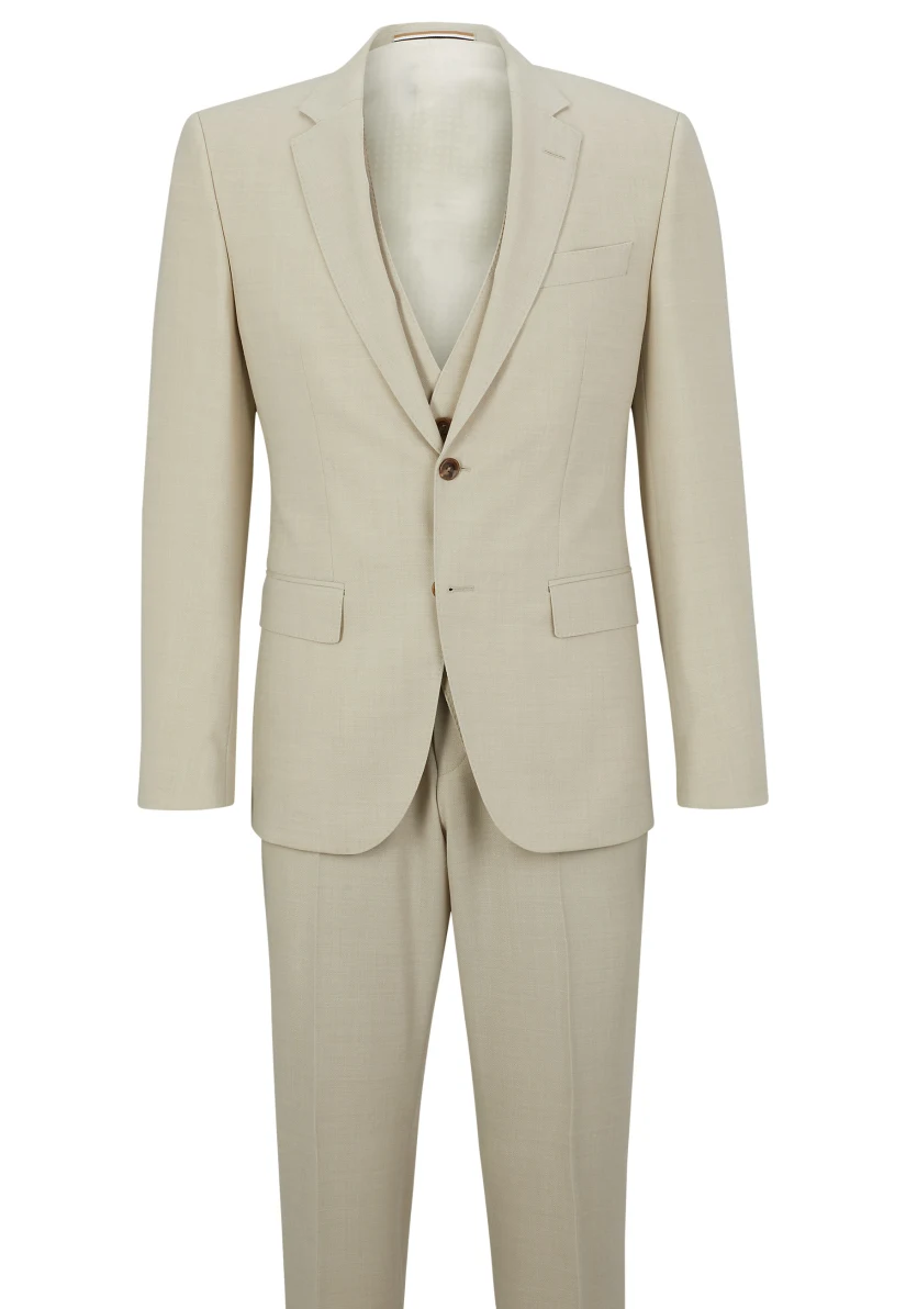 BOSS Business Anzug H-HUGE-3PCS-232 Slim Fit in beige
