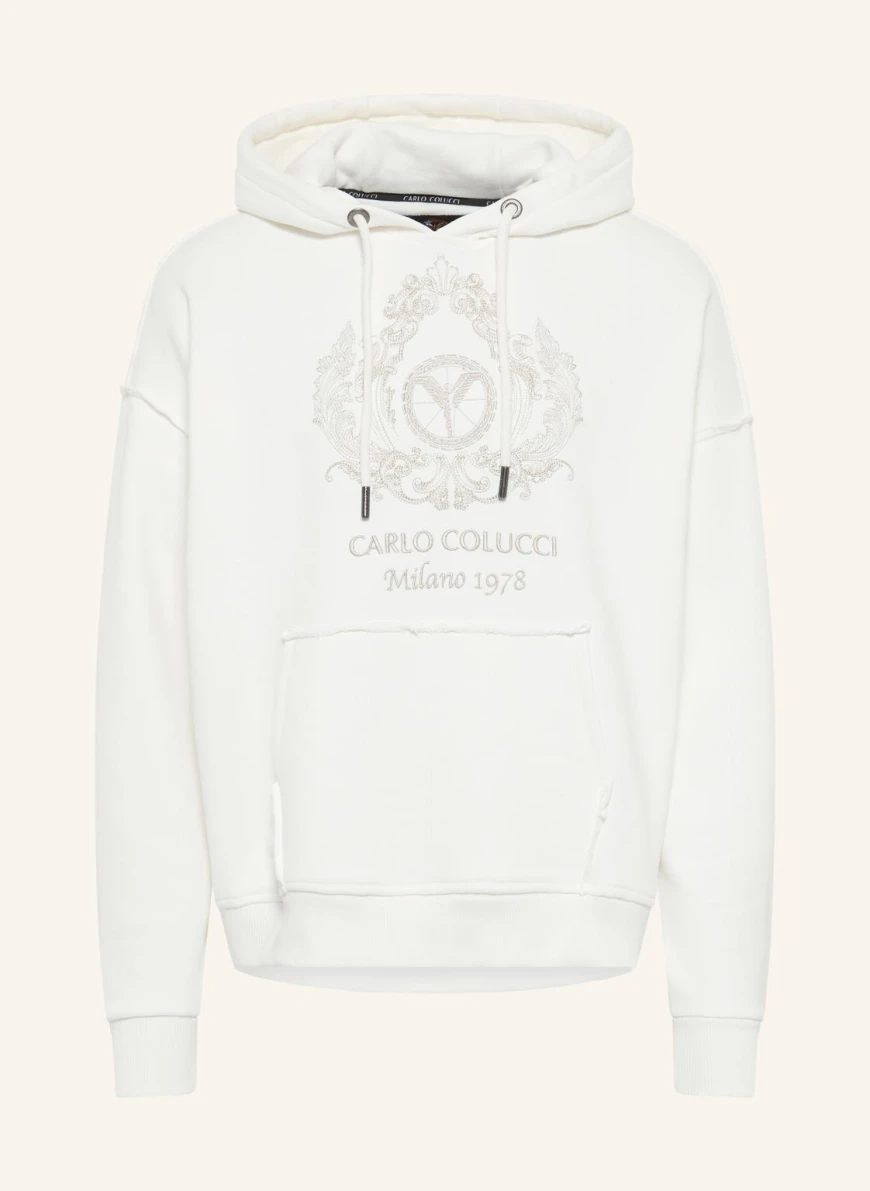 CARLO COLUCCI Oversize Hoodie mit Stickerei DE BONA in weiss