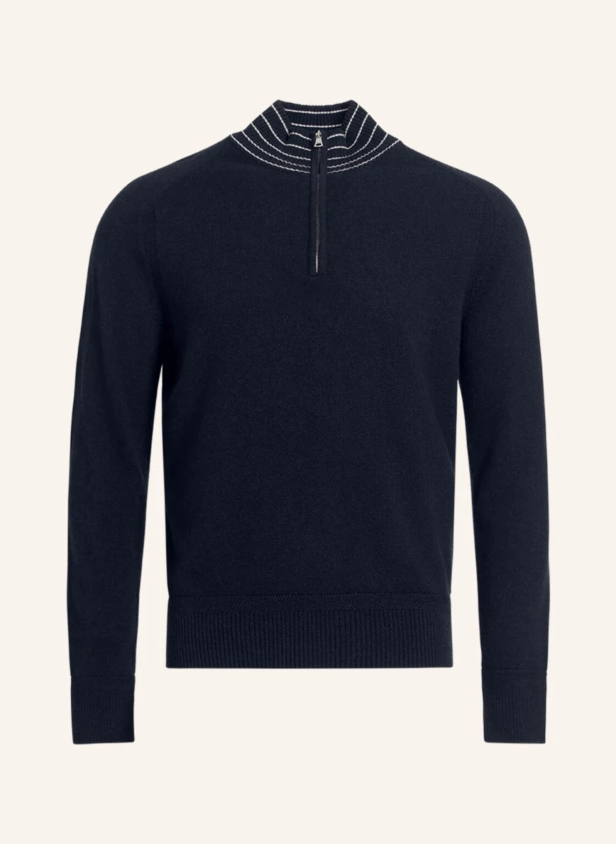 ORLEBAR BROWN Strick-Troyer LENNARD STRIPE RIB aus Cashmere in dunkelblau