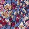 BLAU / CREME / DUNKELLILA